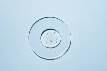 Minimalist glass plate with delicate gold details on light background