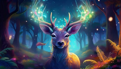 illustration of a deer in the forest