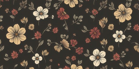 Seamless charcoal small floral elements wallpaper design for interior decor, background, textiles, background, decor