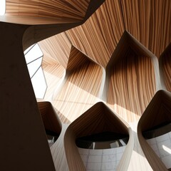 Obraz premium Designed concrete & wood pattern wood concrete design wood design concrete architecture wall floor modern