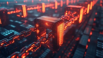 Fototapeta premium Abstract blockchain technology advancements in digital graphic design