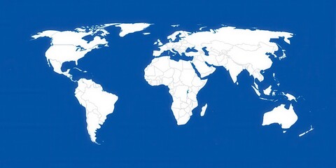 World political map in blue and white colors, perfect for educational or political design projects, earth, continents, globe