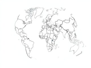 World political map with blue and white colors, highlighting countries and borders, globe, earth