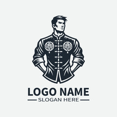Chinese New Year Man Logo Design, Traditional Chinese Clothing Logo, Chinese Man Logo, Lunar New Year Logo, Asian Fashion Logo