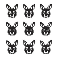set of animals head vector style
