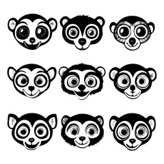 set of animals head vector style