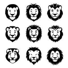 set of animals head vector style