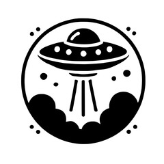 Cosmic Encounter: UFO in Monochrome Circle 