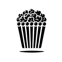 Popcorn Icon:  A classic popcorn bucket silhouette, perfect for movie nights, snacks, and entertainment themes.  