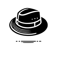 Classic Fedora Hat Illustration:  A timeless fedora hat in a simple, black and white illustration style. Perfect for adding a vintage touch to your designs. 