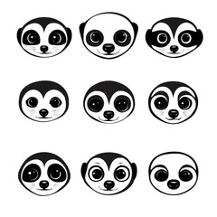 set of animals head vector style