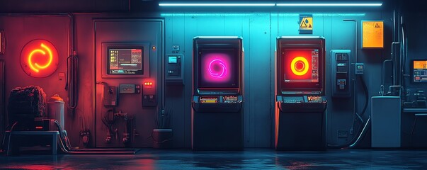 A futuristic recycling machine sorting materials, glowing neon accents, sleek hightech design, sustainable energy concept, cinematic composition, ultradetailed finish