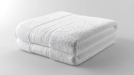 A neatly folded white towel, soft and textured, ideal for drying or comfort after bathing.