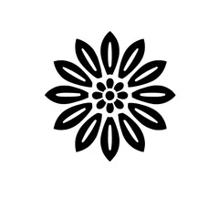 Floral Mandala:  A simple yet elegant black and white mandala design with a central circle surrounded by stylized petals, perfect for meditation, yoga, or spiritual art.  