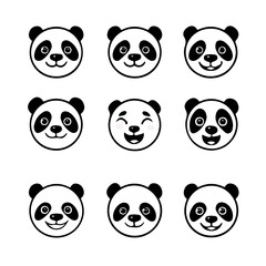 set of animals head vector style