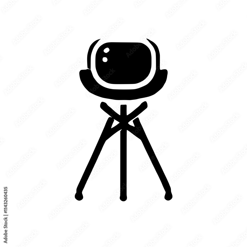 Poster camera tripod icon: a simple, minimalist icon depicting a camera tripod, perfect for websites, apps,