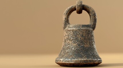 A weathered metal bell with a rustic finish, emphasizing its historical and decorative value.
