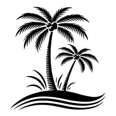 Tropical Paradise: Two Palm Trees on an Island 