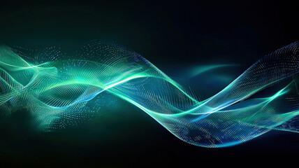 Obraz premium A glowing aurora texture with green and blue light waves dancing across a dark sky, creating a natural, ethereal atmosphere. Perfect for serene, magical, and nature-inspired visual themes.