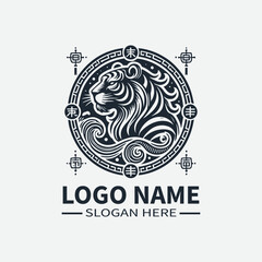 Tiger Logo Design, Chinese Zodiac Logo, Year of the Tiger Logo, Asian Culture Logo, Animal Logo