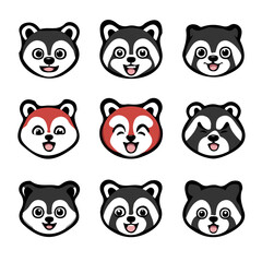 set of animals head vector style