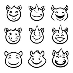 set of animals head vector style