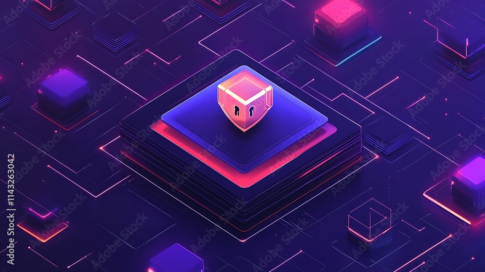 Aufkleber abstract digital security system network cube