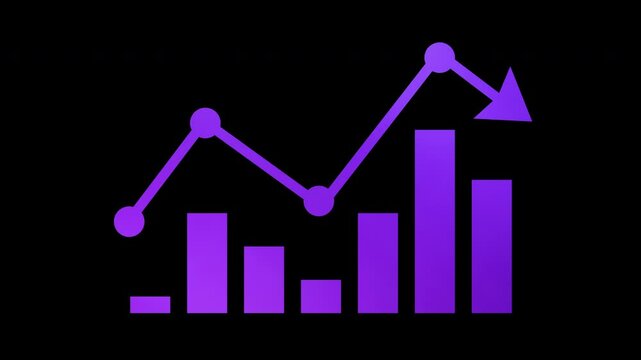 Collection of four distinct gradient graphs depicting business growth, isolated on a black background with an alpha channel.