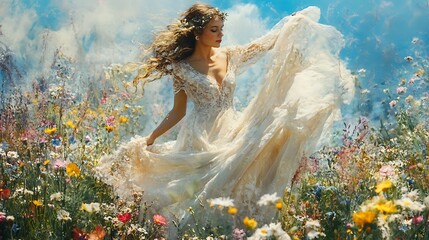 Elegant Bride in Wedding Gown Captured with Romantic and Timeless Style