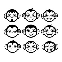 set of animals head vector style