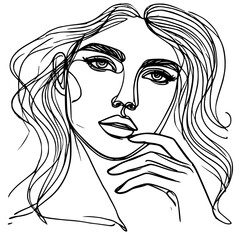 portrait of a woman, portrait of a girl with one line drawing 