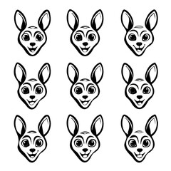 set of animals head vector style