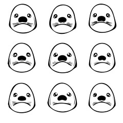 set of animals head vector style