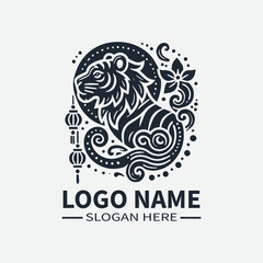 Tiger Logo Design, Chinese Zodiac Logo, Year of the Tiger Logo, Asian Culture Logo, Animal Logo
