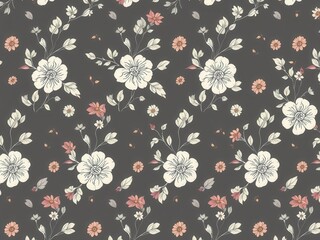 Seamless charcoal small floral elements wallpaper perfect for elegant home decor or wrapping paper designs, wallpaper, elements, seamless