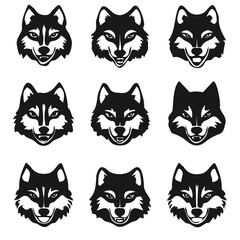 set of animals head vector style