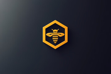 Minimalist vector logo design of a beehive pattern forming a hexagon