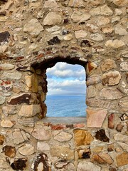 Window view from an old castle