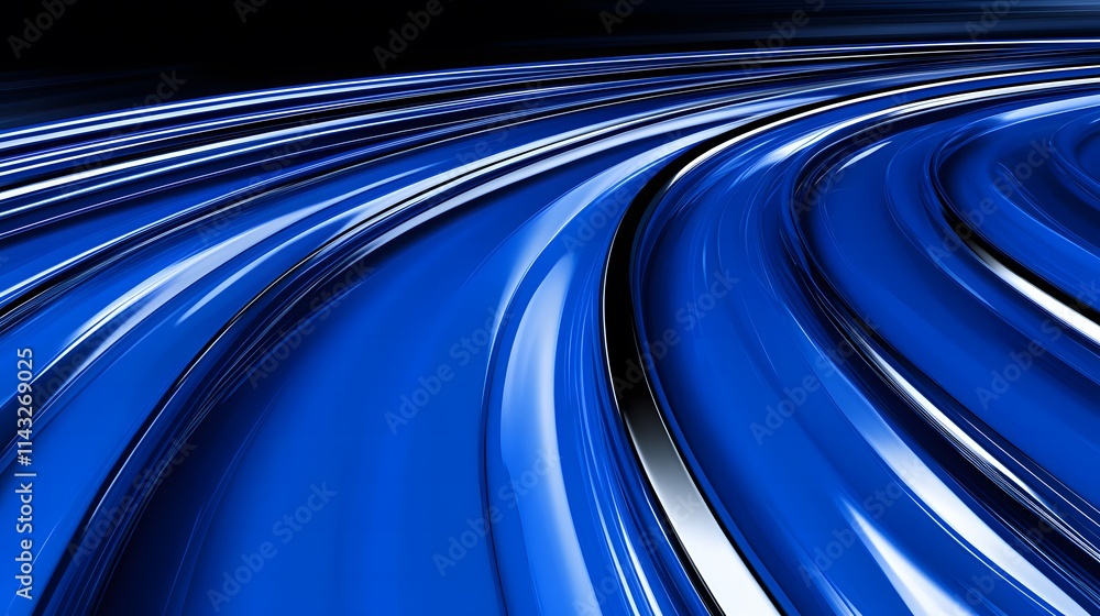 Aufkleber abstract flowing blue waves with shiny metallic accents create a sense of movement and depth in a fu