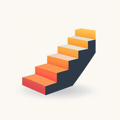 Minimalist vector logo design of ascending steps creating innovation
