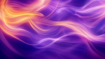 Vibrant Flowing Abstract Purple and Yellow Light Streaks Artwork : Generative AI