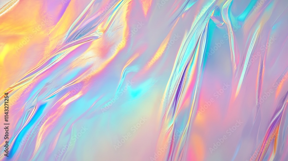 Poster colorful iridescent holographic surface with vibrant abstract texture and lighting : generative ai