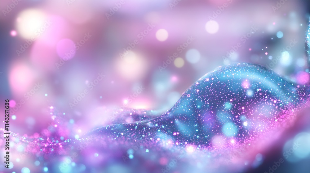 Poster dreamy soft focus abstract background with pastel pink and blue bokeh lights and glitter : generativ
