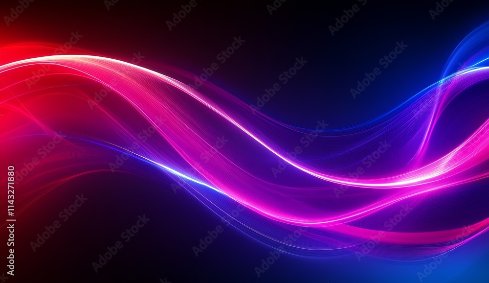 Poster Dynamic Abstract Background with Vibrant Pink and Blue Waving Lines : Generative AI