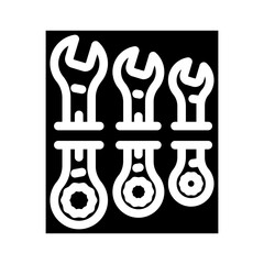 wrench set car repair tool glyph icon vector. wrench set car repair tool sign. isolated symbol illustration