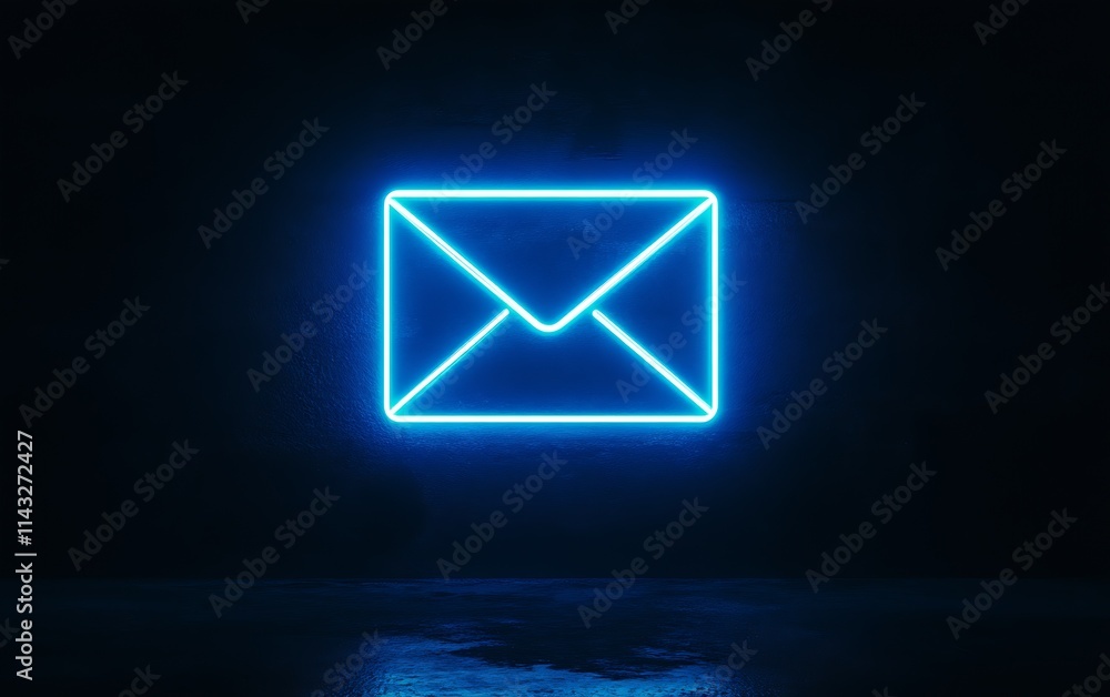Leinwandbilder Minimalist Neon Envelope on Dark Background for Futuristic Communication Concept : Generative AI