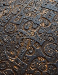 Obraz premium Glowing Glyphs: A Digital Exploration of the Past