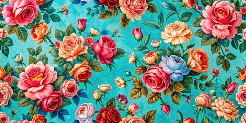 Urban exploration reveals vintage floral beauty: a retro blue rose textile art piece.
