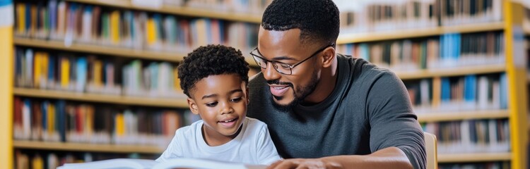 Obraz premium Mentoring Moment: Male Teacher Counsels Young Student in Library
