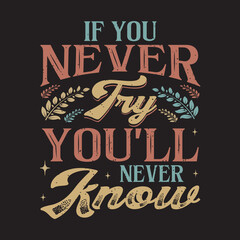 If you never try you will never know Inspirational quote background